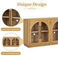 thumbnail image 3 of 4-Door Large Storage Sideboard Buffet Cabinet with Glass Doors,Arched Cabinet with Adjustable Shelves for Kitchen,Dining Room and Living Room, 3 of 7