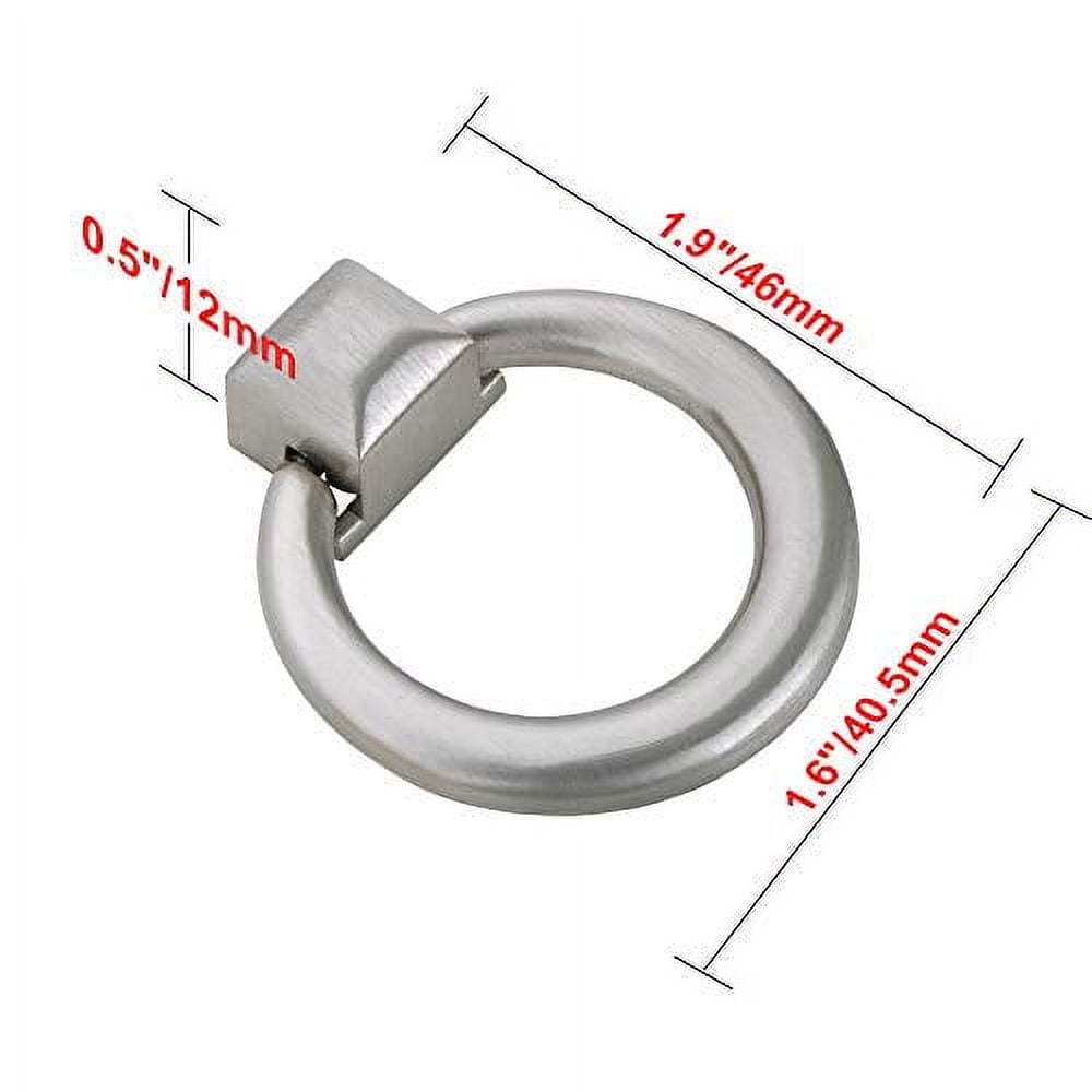 Utopia Alley 5pcs Anello Cabinet Ring Pull Knob - Decorative Cabinet Drop Pull Knobs for Cabinets and Drawers - Vintage Cabinet Hardware with Hand Finished Brushed Nickel - Pull Knobs 1.6"