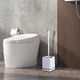 thumbnail image 4 of Escobilla de baño de mango largo con base magnética de pared sin taladro | Set de limpieza de inodoro de plástico gris, azul y rosa | Portaescobillas para baño de pie o de pared, 4 of 7