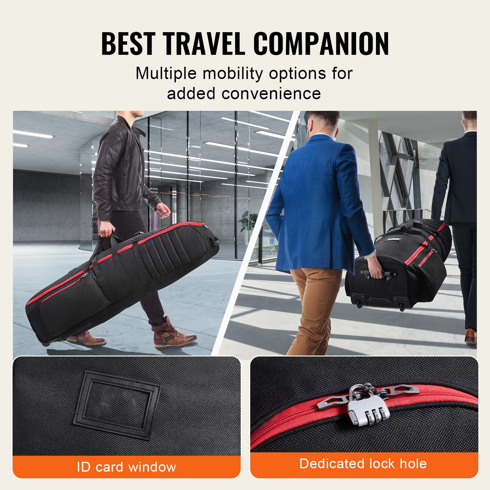 KFFKFF Golf Travel Bag, Durable Soft-Sided Cover for Outdoor Use, Made from 1800D Polyester Oxford, Water-Resistant and Wear-Resistant, Padded Case with Wheels, Foldable Storage