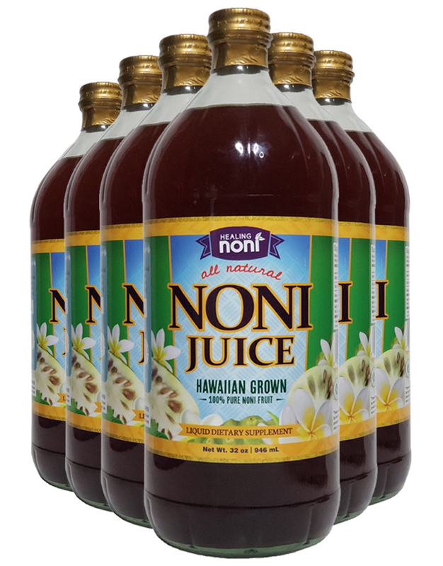 Healing Noni™ 100 Pure Hawaiian Noni Juice 6 Pack of 32oz Glass