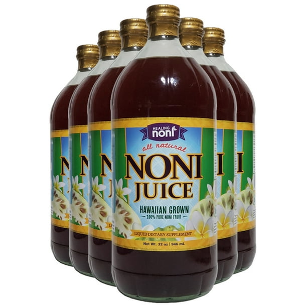 Healing Noni™ 100 Pure Hawaiian Noni Juice 6 Pack of 32oz Glass