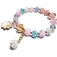 thumbnail image 3 of Pulseras de cuentas de cristal con flores esmaltadas, pulsera elástica con cuentas de piedras preciosas de 8 mm con pulsera de flores para mujer, 3 of 3