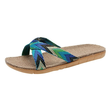 

Sandals Women Fashion Wedges Linen Men S And Summer Home Office Floor Non Slip Bottom Handmade Slippers Shoes For Women Sandals Dressy Black