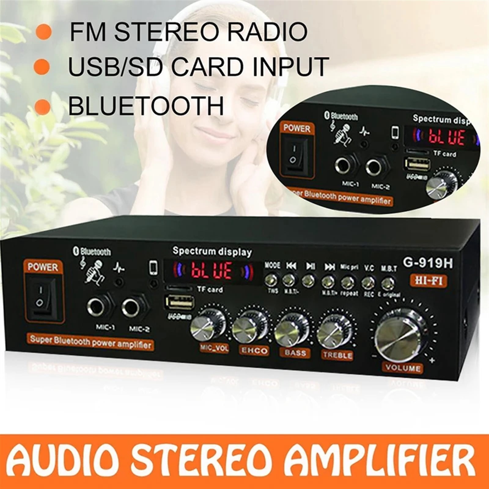 G-919H 1000W Home Power Amplifiers Audio Amplificador Subwoofer Speakers Theater Audio Sound System FM USB