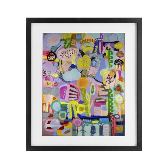 Stupell Industries Bohemian Big Happy Whimsical Collage Black Framed Print Under Glass, 13 x 16, by Mary Robertson