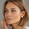 thumbnail image 6 of 14K Solid Yellow Gold 13mm White Mabe Saltwater Cultured Pearl Omega Clip Back Post Stud Earrings, 6 of 10