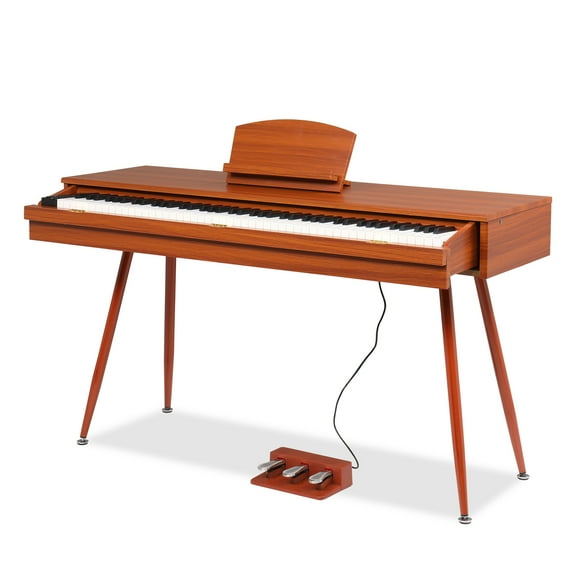 Ktaxon 88-Key Drawer Digital Keyboard Piano, Full Weighted Multi-Functional Keyboard With 3-Pedal, Stand (Brown)