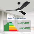 thumbnail image 6 of DingLiLighting 52" Modern Indoor Outdoor Ceiling Fan with Light LED Dimmable Remote,5-Speed Industrial Ceiling Fan for Patio Exterior House Porch livingroom bedroom, Black,3-Blade,Timing, 6 of 8