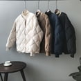 thumbnail image 1 of Chaqueta de algodón para mujer Chaqueta corta de algodón con rejilla de rombos Chaqueta de algodón versátil para mujer, 1 of 5