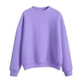 thumbnail image 3 of Dowegor Women's Solid Color Round Neck Oversized Sweatshirt Loose Fit Long Sleeve Light Sweatshirt Loose Blouse Women Sweatshirt Long Sleeve Pullover for Women Womens Hoodies Pullover Purple Xl, 3 of 4