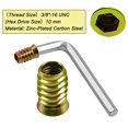 thumbnail image 2 of Threaded Inserts for Wood Furniture, Zinc-Plated Carbon Steel Screw-in Nuts with Hex Drive, Includes Drill Bit & Wrench for Furniture Assembly, 2 of 4