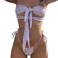 thumbnail image 1 of 2Pcs/Set Split Bikini Floral Print Bandage Sexy Low Cut Slim Swimwear for Swimming, 1 of 3