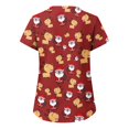 thumbnail image 3 of Snorda Haut de Sarrau pour Femme Mode Manches Courtes Col en V Hauts Uniforme de Travail Imprimé Blouse à Poche Hauts, 3 of 4