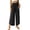 Black, variant on Women's Casual High Waist Pants with Pockets Arc Hem Slit Elastic Waist Casual Trousers