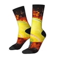 thumbnail image 1 of Lukts Tennis Ball In Fire And Water Pattern Womens Crew Soft Moisture-wicking Socks,Moisture Control Crew Socks,Mid Calf Socks, 1 of 6