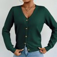 thumbnail image 4 of ClodeEU Women's Long Sleeve V-Neck Knit Cardigan Sweaters,Button Down Knitwear Outwear Tops ,Fall Tops Clothes Trendy Green,Womens Plus M, 4 of 8