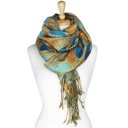 Scarf Pattern - Paisley Pattern Tow Layered Woven Pashmina Shawl Scarf Wrap Stole