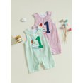 thumbnail image 3 of RUINIXCW Baby Boy Girl First Birthday Outfit 1 Years Old Birthday Clothes Summer Fall Romper Overalls Cake Embroidery Striped Sleeveless Jumpsuit Playsuit, 3 of 9