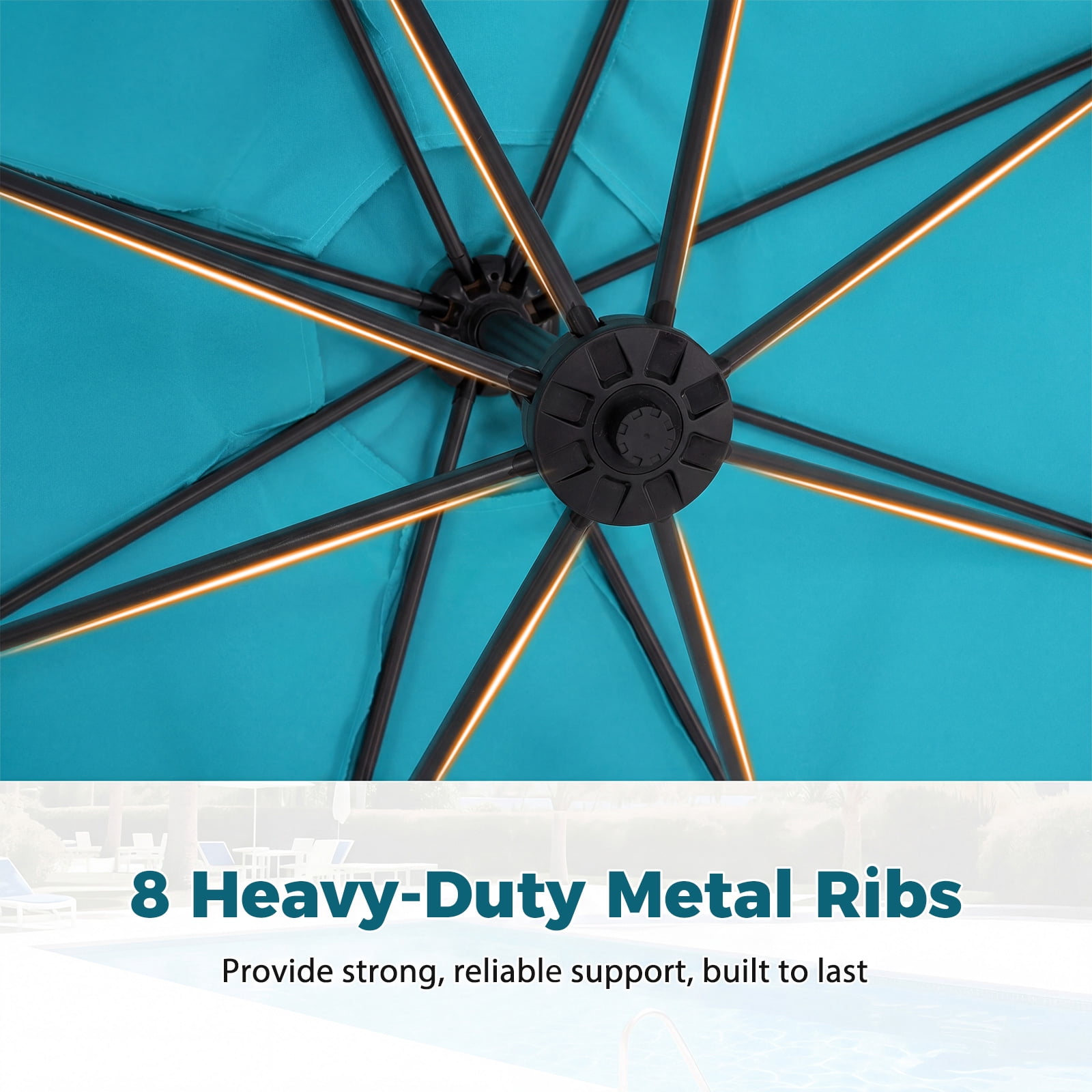Costway 10 FT Offset Hanging Umbrella with Base Patio Cantilever Umbrella 360° Rotation Turquoise