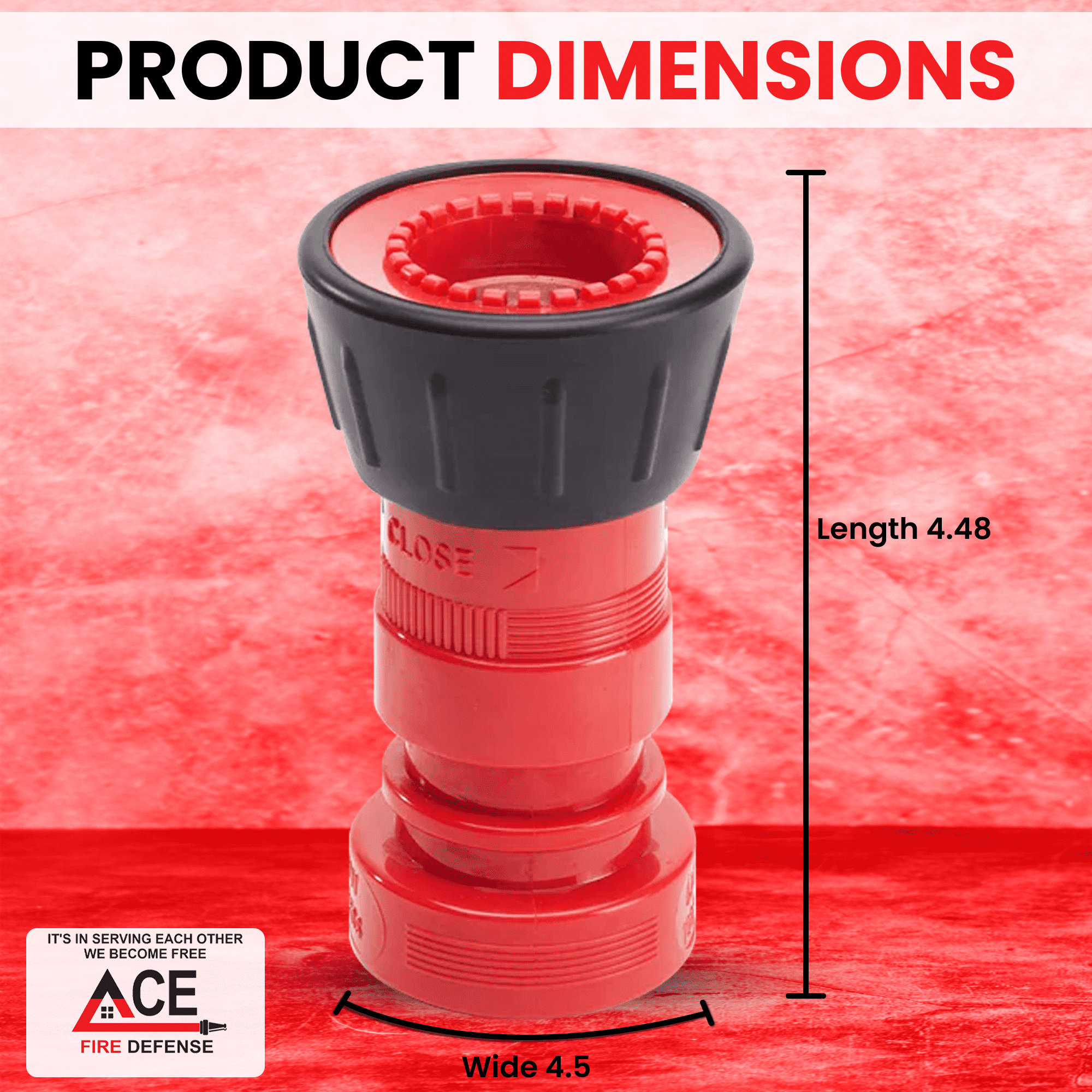 Fire Hose Nozzle 1.5" NH/NST Jet Fog | High Pressure Hose Nozzle for Firefighter | Adjustable Polycarbon Brass Baffle Sprayer Nozzle | Fire Hydrant, Dust Control, Wildfire Defense | 80 GPM, 100 PSI