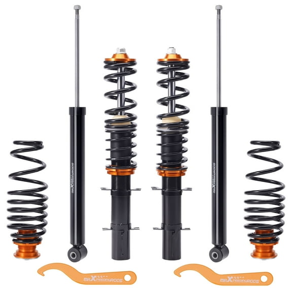 maXpeedingrods Coilovers for VW Golf MK4 1997-2007, for VW Jetta MK4 1999-2005, for VW New Beetle 1998-2010, for Seat Leon 1999-2006, Height Adjustable Coilovers Suspension Kit, Lowering Kit Black