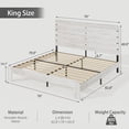 thumbnail image 4 of Wooden King Bed Frame with 49.9" Tall Headboard, Rustic Farmhouse Platform Bedframe with Wood Slat Support, No Box Spring Needed, Sturdy and Noise Free, Easy Assembly, White, 4 of 10