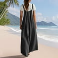 thumbnail image 4 of Breezora Women's Boho Floral Wide Leg Jumpsuit Casual Pleated Overalls with Pockets Summer Comfort Romper L Size Black, 4 of 9