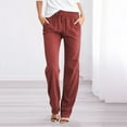 thumbnail image 3 of KDFJPTH Solid Straight Pants Waist And Long Women Casual Elastic Drawstring Pants, 3 of 3