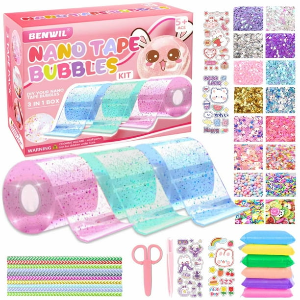 Kit de burbujas Nano Tape para niños, Squishy Maker con lentejuelas y bolas