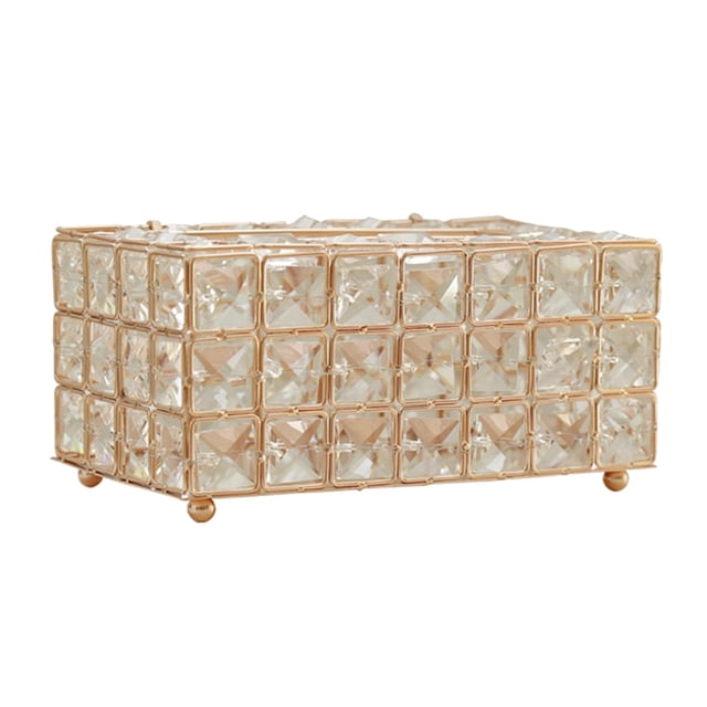 Cubierta de caja de pañuelos de cristal Sunnimix Soporte de tejido de cristal dorado 20x11x10cm