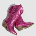 thumbnail image 4 of UngA Boots for Women Cowboy Boots for Women Ankle Cowgirl Booties Wide Mid Calf Pointed Toe Western Boots Short Classic Booties Hot Pink,5.5, 4 of 7
