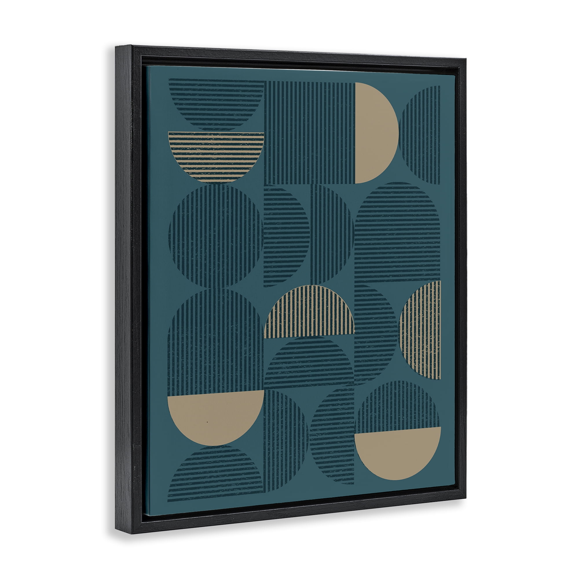 Stupell Industries Blue Modern Arch Shapes Abstract Painting Black Floater Framed Canvas Art Print Wall Art, 25 x 31