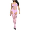 thumbnail image 2 of QENGING Pajamas for Women Solid Corsets One Piece Fishnet Netting Stockings Hollow Out Bodysuit Sleepwear for Home Party Outdoor, 2 of 8