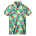 thumbnail image 3 of Camisa hawaiana con estampado de sandía tropical, camisa de verano de calle de manga corta con botones y estampado 3D de frutas, ropa para hombre, blusa con solapa, 3 of 5