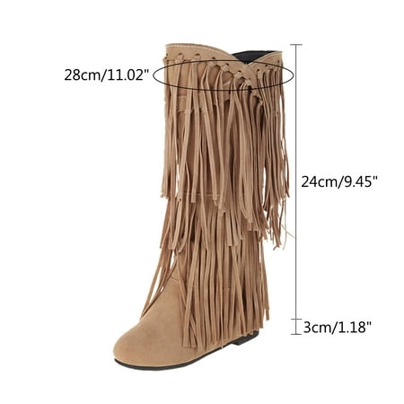

eczipvz Womens Shoes Boots for Women Women s Plus Size Winter Heel Fringe Boots Inside Booster Mid Length Boots Women Boots with Heels Wide Calf A-6