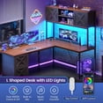 thumbnail image 6 of Farmhouse L Shaped Computer Desk with 2 Drawers and Storage Shelves, Reversible 86.6" Gaming Desk with LED Lights, Corner Office Desk for Home Office, Bedroom, Living Room, 6 of 7