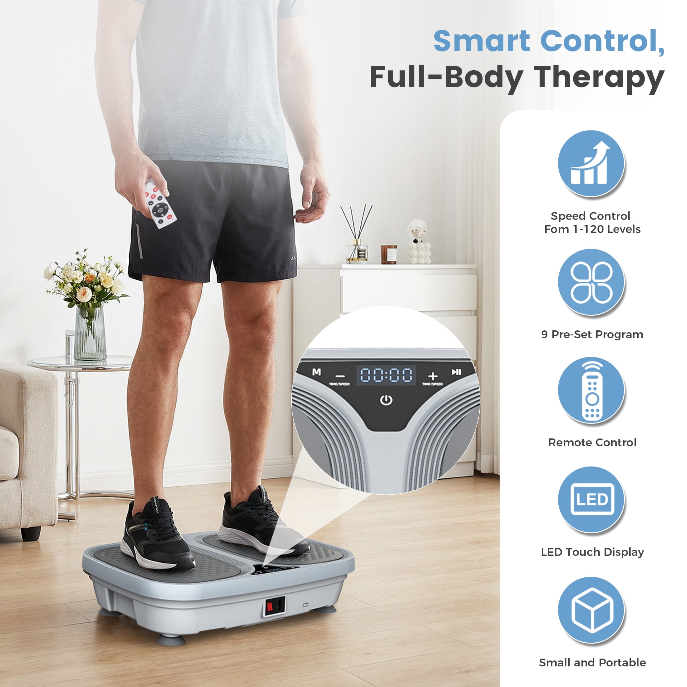 Gianna Vibration Plate Exercise Machine, Whole Body Fitness Platform for Home Gym, Weight Loss and Toning, Gray