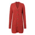 thumbnail image 4 of HNMKIU Long Sleeve Knit Long Cardigan for Women Fall Winter Open Front Button Sweaters with Pockets Cardigan Sweaters for Women Brick Red,XL, 4 of 9