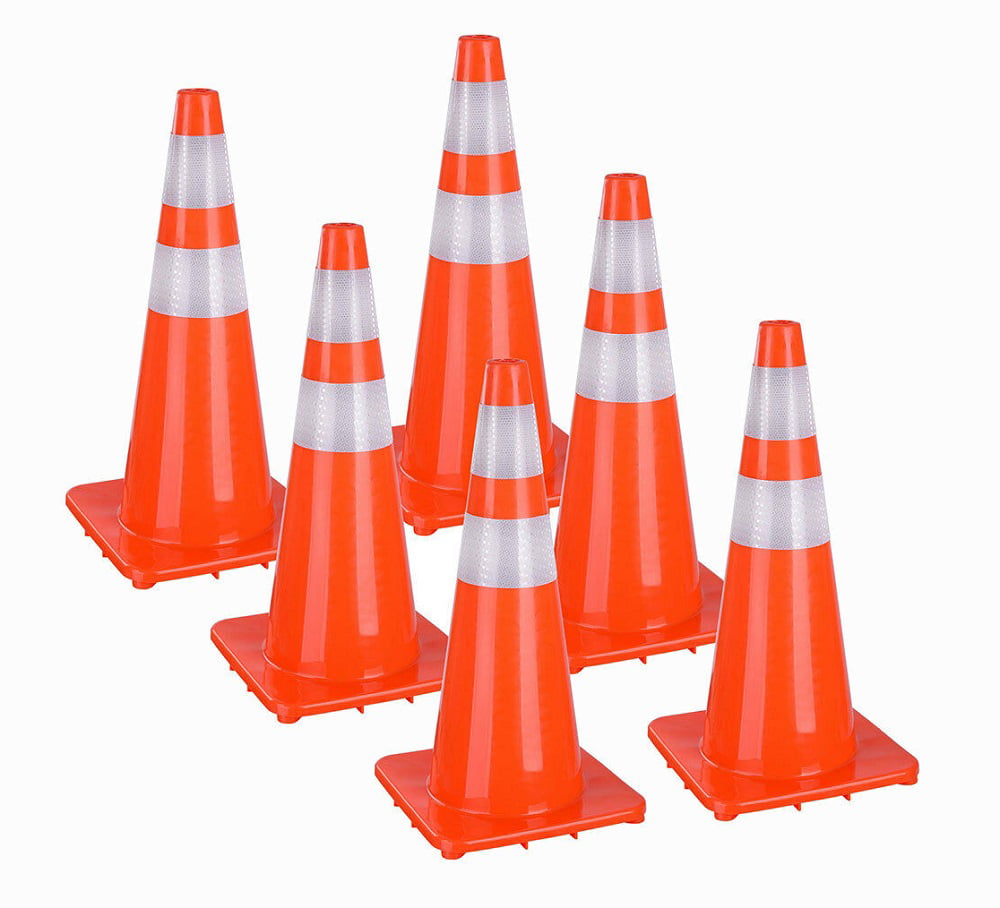 8x 28"PVC Traffic Safety Cones Durable w/Fluorescent Reflective Strip Recyclable