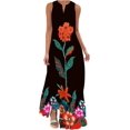 thumbnail image 1 of Generic Robes d'Été pour Femmes Tendance Imprimé Tournesol Col en V Robe Maxi Décontractée Sans Manches Robe de Plage avec Poches, 1 of 1