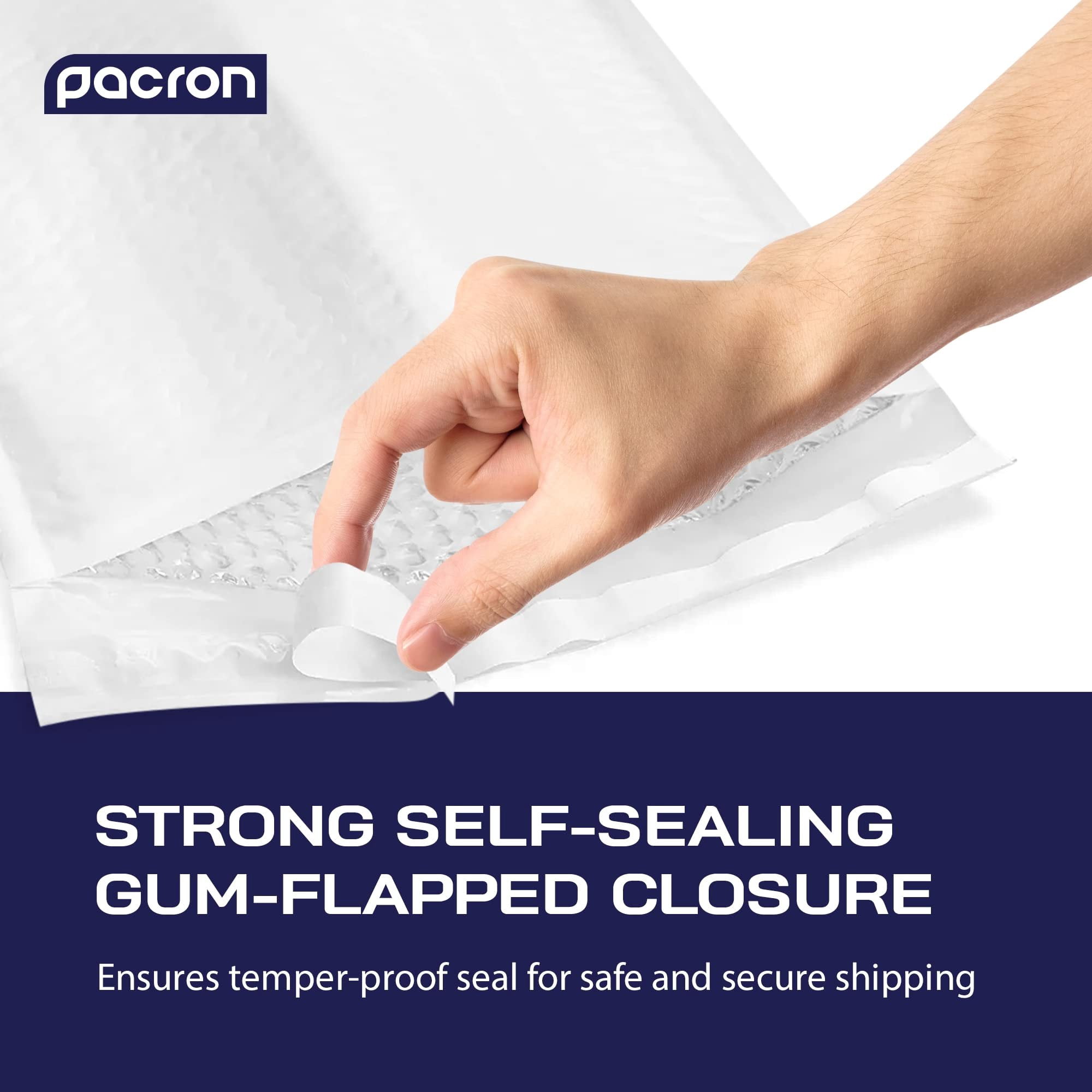 Pacron Poly Bubble Mailers 8.5x12 Inch 100-Pack - Waterproof Self-Sealing Thick Padded Envelope for Shipping - Durable Shipping Envelopes for Clothing, Electronics & Accessories