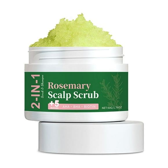 2-IN-1 Scalp Scrub & Shampoo - Rosemary Sea Salt , AHA & BHA Scalp Exfoliator - Hair Scrub Pre Shampoo Anti-Dandruff, Itchy Flaky Relief - Sulfate & Silicon Free, Dry Scalp Treatment