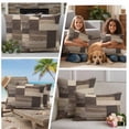thumbnail image 5 of Brown Vintage Wooden Outdoor Waterproof Pillow Covers, Rustic Farmhouse Wood Plank Patchwork Decorative Square Throw Pillowcase Sofa Cushion Sham for Patio/Couch/Chair, 16"x16" 2 Pack, 5 of 8