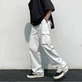 thumbnail image 2 of Pantalones casuales holgados de algodón blancos para hombre, con múltiples bolsillos, estilo funcional, los más vendidos de Shopee, comercio transfronterizo, pantalones de trabajo, 2 of 4