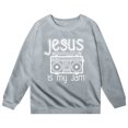 thumbnail image 4 of WAYUTE Sweatshirts for Girls Long Sleeve Boombox Letter Print Crewneck Sweatshirt for Toddler Kids Fall Winter Outfit Casual Streetwear,Gray,Size 4-5 Y, 4 of 4