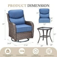 thumbnail image 3 of Opohoro Outdoor Swivel Rocker Patio Chairs with 6 inch Thick Cushions, High Back Wicker Outdoor Swivel Chairs with Table, Patio Swivel Glider Chairs for Porch Garden Balcony, 3 of 12