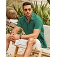 thumbnail image 5 of COOFANDY Men's Short Sleeve Shirt Summer Beach Tops Linen Cuban Guayabera Shirts, 5 of 6