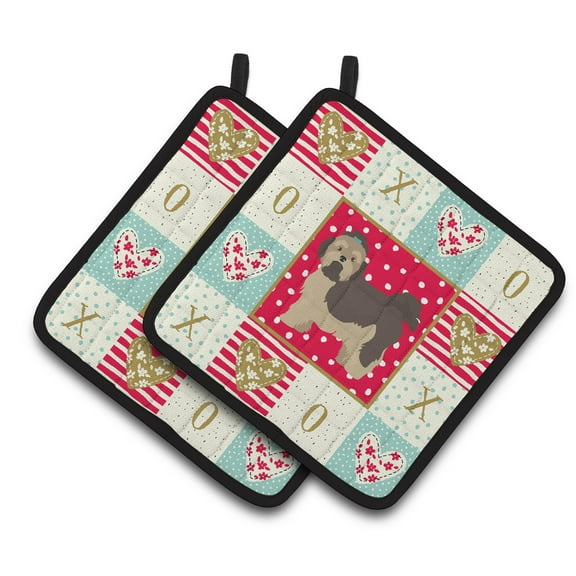 Russian Lapdog Love Pair of Pot Holders