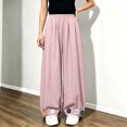 thumbnail image 6 of Lmnyox Wide Leg Pants for Girls Fashion Cute Baggy High Waist Trousers Lightweight Solid Color Workout Pants, 6 of 7